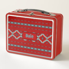 サウスウエストメサスレッド&ターコイズ メタルランチボックス