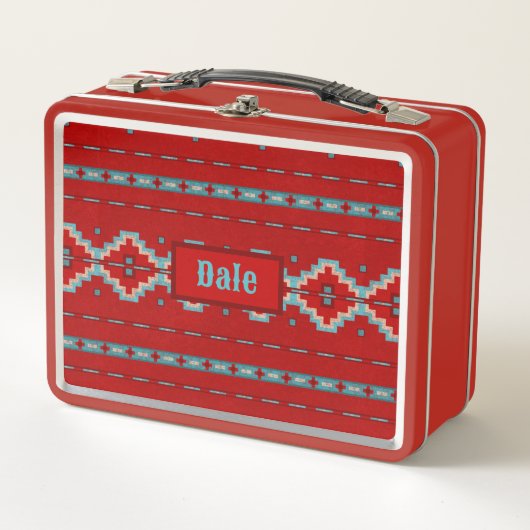 サウスウエストメサスレッド&ターコイズ メタルランチボックス (正面)