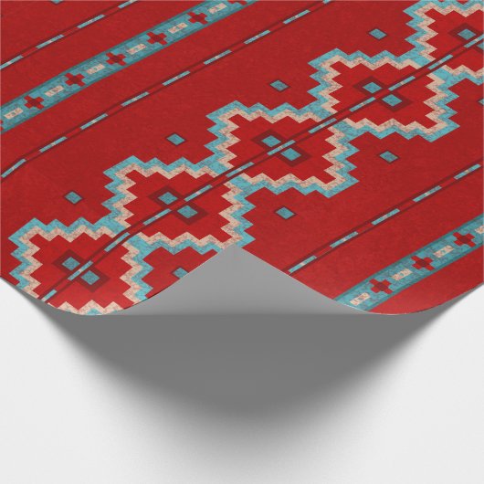 サウスウエストメサスレッド&ターコイズ ラッピングペーパー (角)