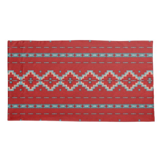 サウスウエストメサスレッド&ターコイズ 枕カバー (裏面-左)