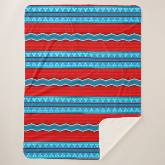 サウスウエストリバーキャニオンレッドとターコイズラージ シェルパブランケット (正面)