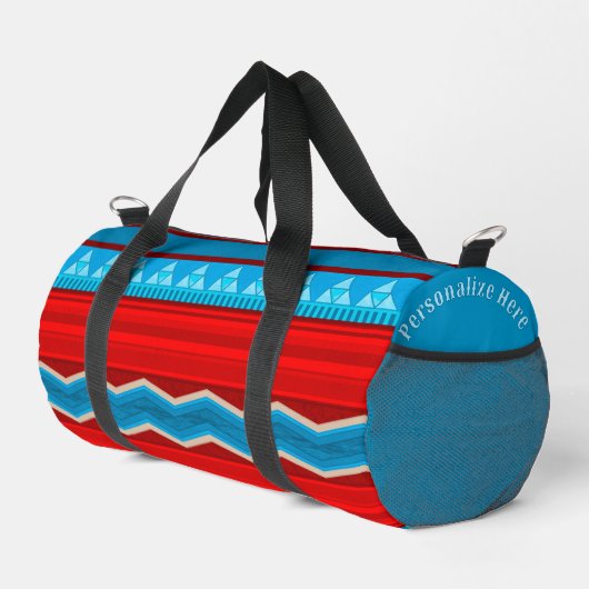サウスウエストリバーレッドターコイズSm パーソナライズされた ダッフルバッグ (右コーナー)