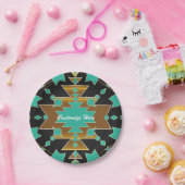 サウスウエスランチターコイズブラック&金ゴールドパーティー ペーパープレート (パーティー)