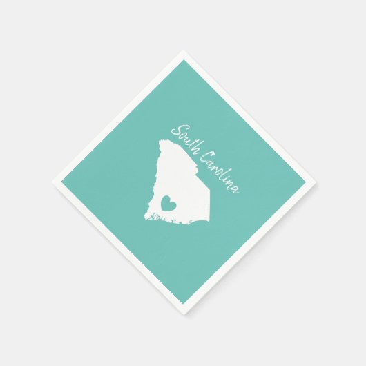 サウスカロニアホーム州マップラブハートシェイプ スタンダードカクテルナプキン (角)