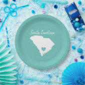 サウスカロニアホーム州マップラブハートシェイプ ペーパープレート (パーティー)