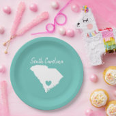 サウスカロニアホーム州マップラブハートシェイプ ペーパープレート (パーティー)