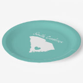 サウスカロニアホーム州マップラブハートシェイプ ペーパープレート (アングル)