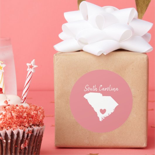 サウスカロニアホーム州マップラブハートシェイプ ラウンドシール (パーティー)