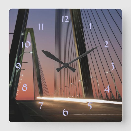 サウスカロライナのアーサーRavenel Jr.橋 スクエア壁時計 (正面)
