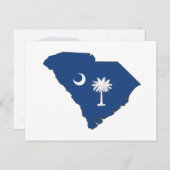 サウスカロライナのシルエットマップのシェイプされた状態フラグ ポストカード (正面/裏面)