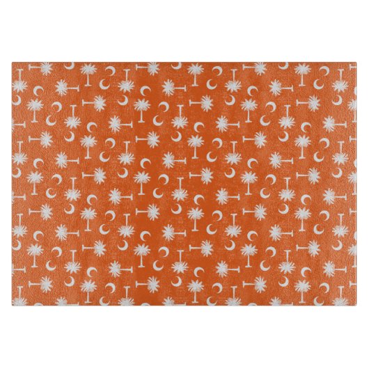 サウスカロライナのパルメットの月の旗のオレンジ カッティングボード (正面)