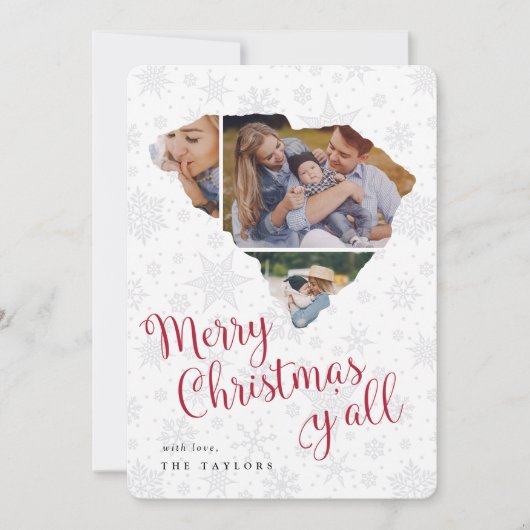 サウスカロライナのホーム州フォトコラージクリスマス シーズンカード (正面)