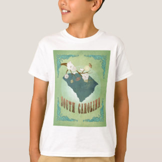 サウスカロライナのモダンなヴィンテージの州の地図-緑 Tシャツ