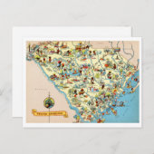 サウスカロライナのヴィンテージの地図 ポストカード (正面/裏面)