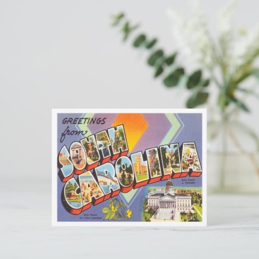 サウスカロライナのヴィンテージ旅行からの挨拶 ポストカード (スタンド正面)