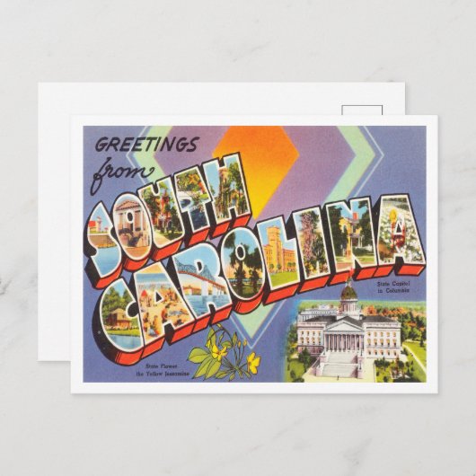 サウスカロライナのヴィンテージ旅行からの挨拶 ポストカード (正面/裏面)