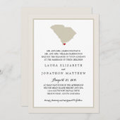 サウスカロライナの地図とハート | 結婚s 招待状 (正面/裏面)