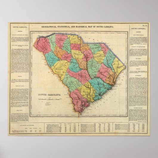 サウスカロライナの地図 ポスター (正面)