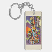 サウスカロライナの州SCの古いヴィンテージの郵便はがき キーホルダー (正面左)