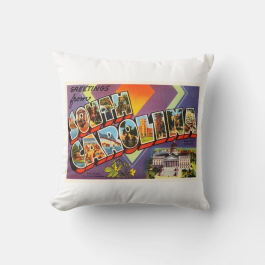サウスカロライナの州SCの古いヴィンテージの郵便はがき クッション (正面)