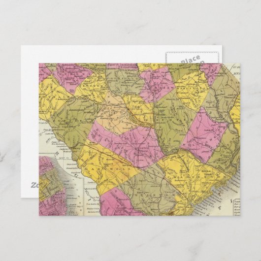 サウスカロライナの新しい地図 ポストカード (正面/裏面)