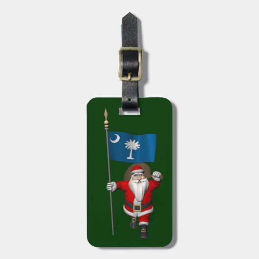 サウスカロライナの看板を持つサンタクロース ラゲッジタグ (正面縦)