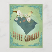 サウスカロライナモダンヴィンテージ州の地図 – 緑 ポストカード (正面)