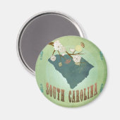 サウスカロライナモダンヴィンテージ州の地図 – 緑 マグネット (正面/裏面)