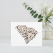 サウスカロライナヴィンテージ写真マップアンティークグラフ ポストカード (スタンド正面)