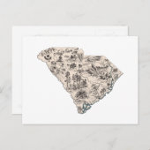 サウスカロライナヴィンテージ写真マップアンティークグラフ ポストカード (正面/裏面)