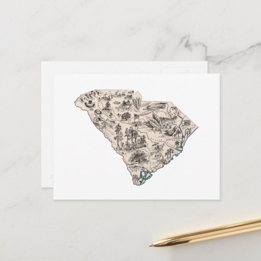 サウスカロライナヴィンテージ写真マップアンティークグラフ ポストカード (正面/裏面インサイチュ)
