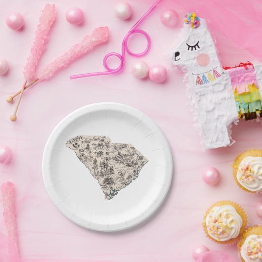 サウスカロライナヴィンテージ写真マップ紙プレート ペーパープレート (パーティー)