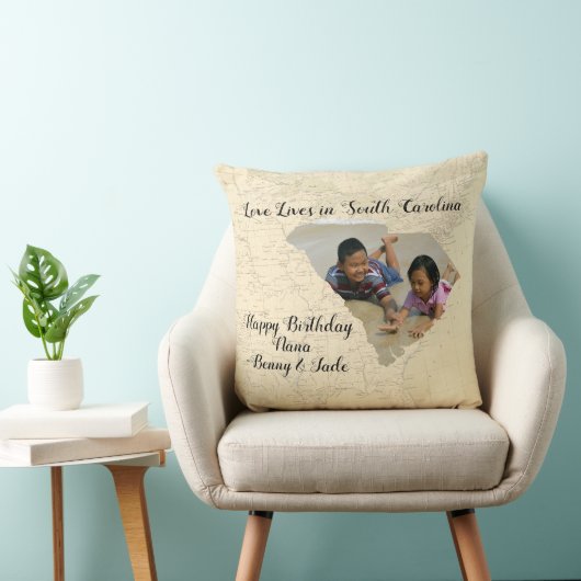 サウスカロライナ州に住む古い地図州写真 クッション (椅子)