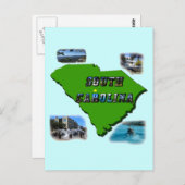 サウスカロライナ州の地図、写真、テキスト ポストカード (正面/裏面)