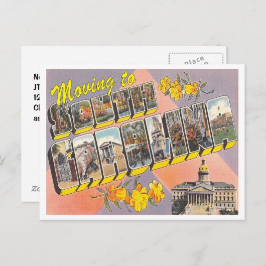 サウスカロライナ州への移動ヴィンテージ所在地の変更 案内ポストカード (正面/裏面)