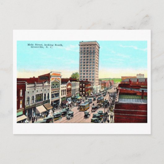 サウスカロライナ州グリーンビルのヴィンテージビュー ポストカード (正面)