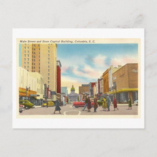 サウスカロライナ州コロンビアのヴィンテージビュー ポストカード (正面)