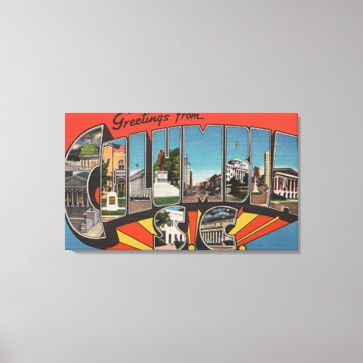 サウスカロライナ州コロンビア – ラージレターのシーン2 キャンバスプリント (正面)