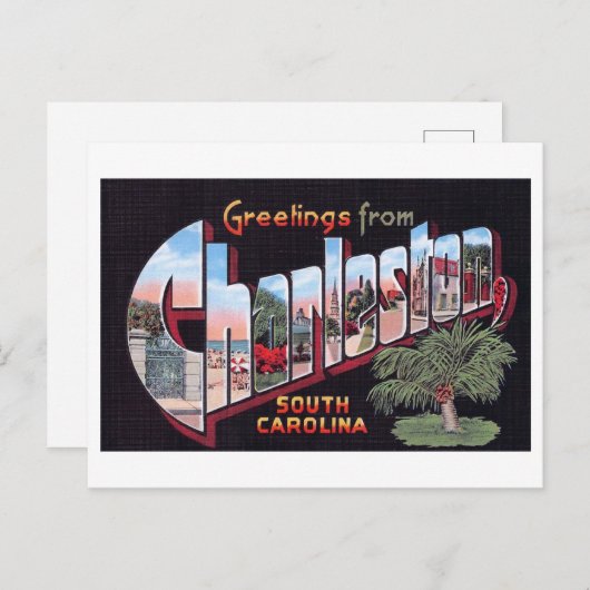 サウスカロライナ州チャールストンからのヴィンテージの挨拶 ポストカード (正面/裏面)