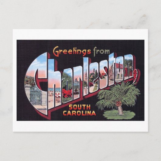 サウスカロライナ州チャールストンからのヴィンテージの挨拶 ポストカード (正面)