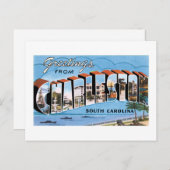 サウスカロライナ州チャールストンからの挨拶！ヴィンテージ ポストカード (正面/裏面)