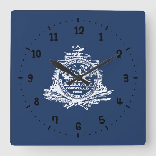 サウスカロライナ州チャールストン州旗 スクエア壁時計 (正面)
