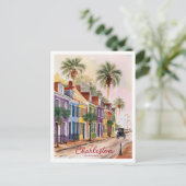 サウスカロライナ州チャールストン絵を描通り ポストカード (スタンド正面)
