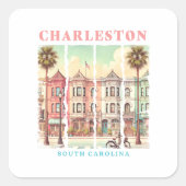 サウスカロライナ州チャールストン – ヴィンテージキング通り スクエアシール (正面)