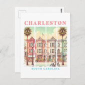 サウスカロライナ州チャールストン – ヴィンテージキング通り ポストカード (正面/裏面)