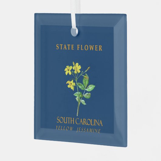 サウスカロライナ州テリトリーフラワーイエロージェミウム ガラスオーナメント (正面左)