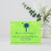 サウスカロライナ州パルメットの木と月の新しいアドレス 案内ポストカード (スタンド正面)