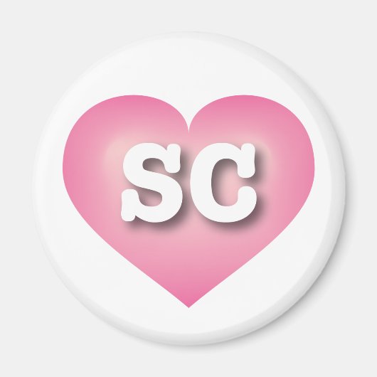 サウスカロライナ州ピンクフェードハート- I love SC マグネット (正面)