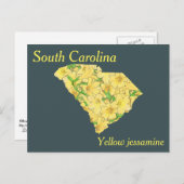 サウスカロライナ州フラワーコラージュの地図 ポストカード (正面/裏面)