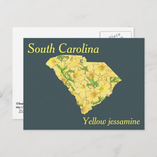 サウスカロライナ州フラワーコラージュの地図 ポストカード (正面/裏面)